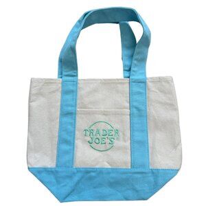 Trader Joe's Mini Pastel Blue Canvas Tote Bag, Baby Blue TJ's Mini Bag